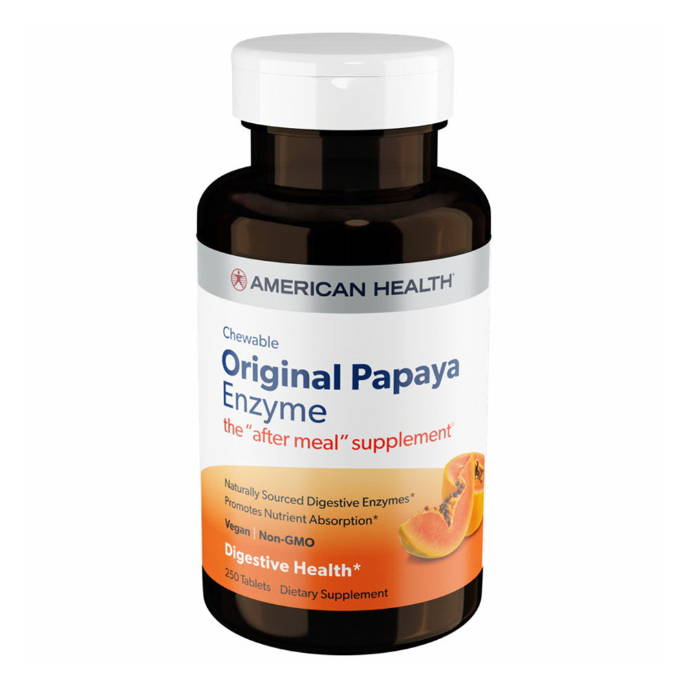 American Health Original Papaya Enzyme Chewable Tablets To Support Digestive Enzyme, 250 Ea